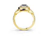 Yellow gold Fancy Black Asscher Cut Cut Diamond Halo Engagement Ring with Open Split Pavé Band_3