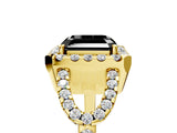 Yellow gold Fancy Black Asscher Cut Cut Diamond Halo Engagement Ring with Open Split Pavé Band_5