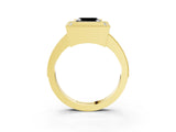 Yellow gold Fancy Black Asscher Cut-Cut Diamond Halo Engagement Ring with Pave Band and Prong Setting_3