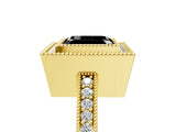 Yellow gold Fancy Black Asscher Cut-Cut Diamond Halo Engagement Ring with Pave Band and Prong Setting_5