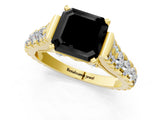 Yellow gold Fancy Black Asscher Cut Cut Diamond Pavé Band Solitaire with Four-Prong Setting_1