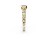 Yellow gold Fancy Black Asscher Cut Cut Diamond Pavé Band Solitaire with Four-Prong Setting_2