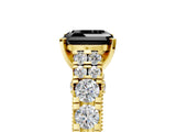 Yellow gold Fancy Black Asscher Cut Cut Diamond Pavé Band Solitaire with Four-Prong Setting_5