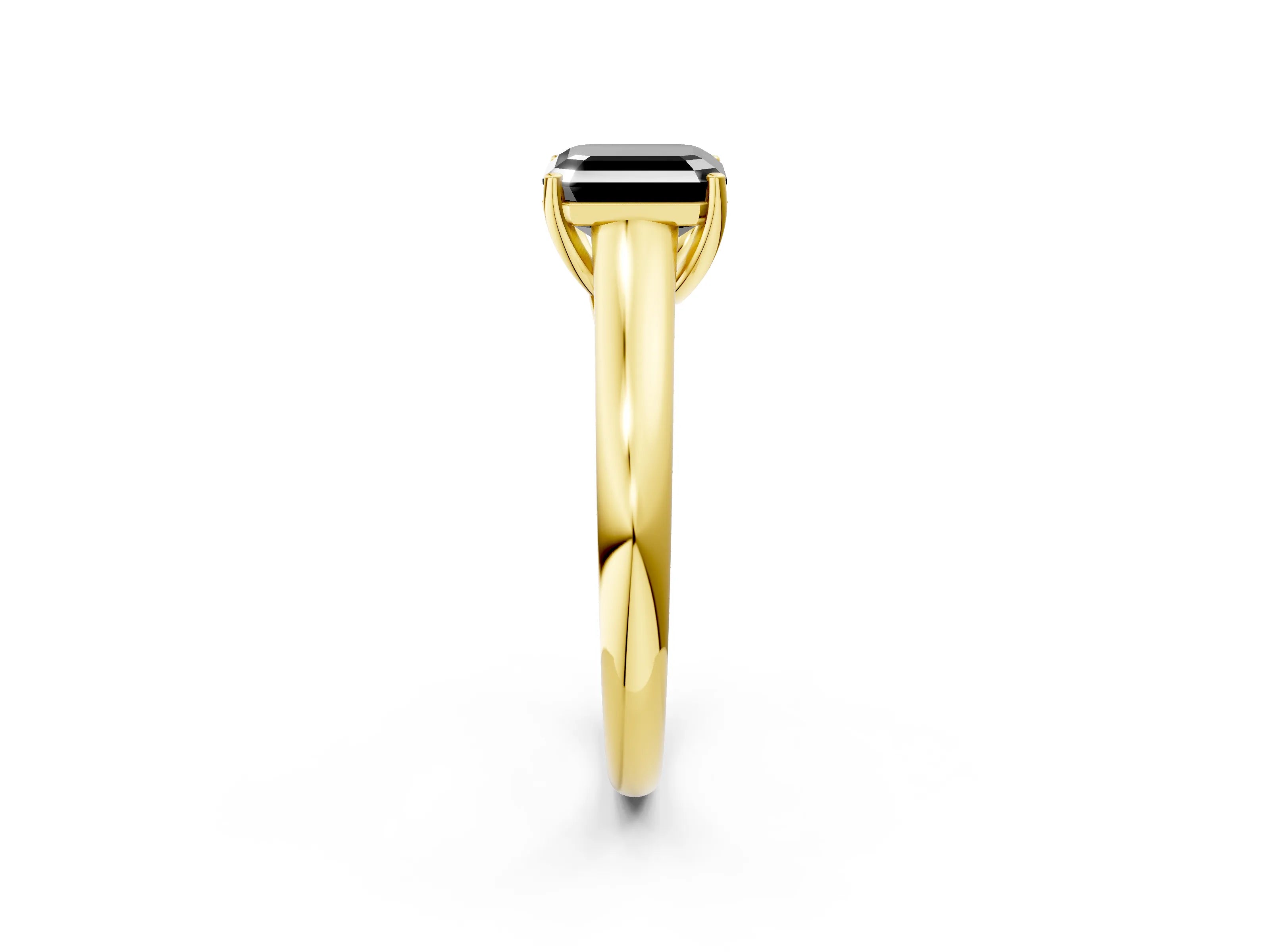 Yellow gold Fancy Black Asscher Cut Cut Diamond Solitaire Engagement Ring with Tapered Plain Band and Four-Prong Setting_2