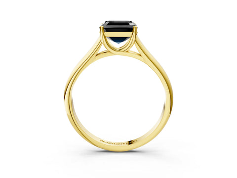 Yellow gold Fancy Black Asscher Cut Cut Diamond Solitaire Engagement Ring with Tapered Plain Band and Four-Prong Setting_3