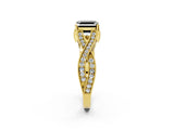 Yellow gold Fancy Black Asscher Cut Cut Diamond Twisted Band with Milgrain Pave Setting and Four-Prong Setting_2