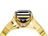 Yellow gold Fancy Black Asscher Cut Cut Diamond Twisted Band with Milgrain Pave Setting and Four-Prong Setting_4