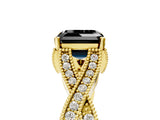 Yellow gold Fancy Black Asscher Cut Cut Diamond Twisted Band with Milgrain Pave Setting and Four-Prong Setting_5