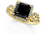 Yellow gold Fancy Black Asscher Cut Cut Halo Diamond Infinity Band with Four-Prong Setting_1
