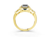 Yellow gold Fancy Black Asscher Cut Cut Halo Diamond Infinity Band with Four-Prong Setting_3