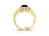 Yellow gold Fancy Black Asscher Cut Cut Halo Diamond Pavé Engagement Ring with Milgrain Detailing_3