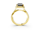 Yellow gold Fancy Black Asscher Cut Cut Halo Split Shank Pave Set Ring_3