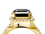 Yellow gold Fancy Black Asscher Cut Cut Halo Split Shank Pave Set Ring_4