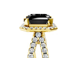 Yellow gold Fancy Black Asscher Cut Cut Halo Split Shank Pave Set Ring_5