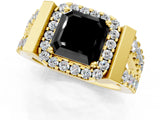 Yellow gold Fancy Black Asscher Cut Cut Halo Split Shank Prong Set Ring_1