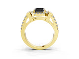 Yellow gold Fancy Black Asscher Cut Cut Halo Split Shank Prong Set Ring_3