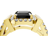 Yellow gold Fancy Black Asscher Cut Cut Halo Split Shank Prong Set Ring_4