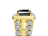 Yellow gold Fancy Black Asscher Cut Cut Halo Split Shank Prong Set Ring_5