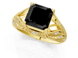 Yellow gold Fancy Black Asscher Cut Cut Milgrain Pave Diamond Engagement Ring with Four-Prong Setting_16