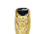 Yellow gold Fancy Black Asscher Cut Cut Milgrain Pave Diamond Engagement Ring with Four-Prong Setting_20