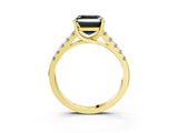 Yellow gold Fancy Black Asscher Cut Cut Pavé Band Solitaire Ring with Four-Prong Setting_3