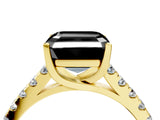 Yellow gold Fancy Black Asscher Cut Cut Pavé Band Solitaire Ring with Four-Prong Setting_4