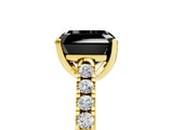 Yellow gold Fancy Black Asscher Cut Cut Pavé Band Solitaire Ring with Four-Prong Setting_5