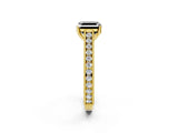 Yellow gold Fancy Black Asscher Cut Cut Pave Band Milgrain Solitaire Ring_2