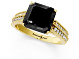 Yellow gold Fancy Black Asscher Cut Cut Pave Split Shank Engagement Ring with Four-Prong Setting_1