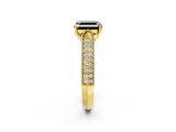 Yellow gold Fancy Black Asscher Cut Cut Pave Split Shank Engagement Ring with Four-Prong Setting_2