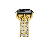 Yellow gold Fancy Black Asscher Cut Cut Pave Split Shank Engagement Ring with Four-Prong Setting_5