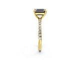 Yellow gold Fancy Black Asscher Cut Diamond Brilliant Solitaire Ring with Pavé Band and Four-Prong Setting_14