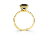 Yellow gold Fancy Black Asscher Cut Diamond Brilliant Solitaire Ring with Pavé Band and Four-Prong Setting_15