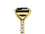 Yellow gold Fancy Black Asscher Cut Diamond Brilliant Solitaire Ring with Pavé Band and Four-Prong Setting_17