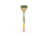 Yellow gold Fancy Black Asscher Cut Diamond Brilliant Solitaire Ring with Pavé Band and Four-Prong Setting_2
