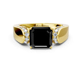 Yellow gold Fancy Black Asscher Cut Diamond Channel Set Solitaire Ring with Four-Prong Setting_12