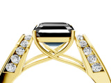Yellow gold Fancy Black Asscher Cut Diamond Channel Set Solitaire Ring with Four-Prong Setting_16