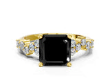 Yellow gold Fancy Black Asscher Cut Diamond Cluster Pavé Band with Four-Prong Setting_3