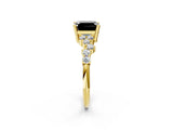 Yellow gold Fancy Black Asscher Cut Diamond Cluster Pavé Band with Four-Prong Setting_5