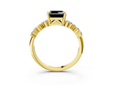 Yellow gold Fancy Black Asscher Cut Diamond Cluster Pavé Band with Four-Prong Setting_6