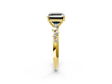 Yellow gold Fancy Black Asscher Cut Diamond Cluster Side Stone Solitaire Ring with Prong Setting_26