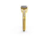 Yellow gold Fancy Black Asscher Cut Diamond Engagement Ring with Milgrain Channel Set Band and Prong Setting_2