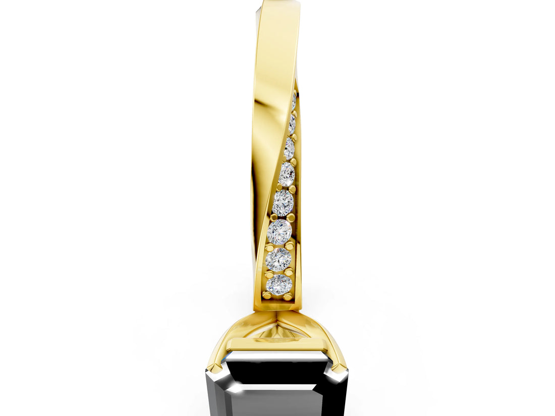 Yellow gold Fancy Black Asscher Cut Diamond Engagement Ring with Side Stone Accents and Four-Prong Setting_120