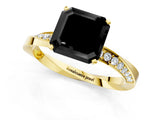 Yellow gold Fancy Black Asscher Cut Diamond Engagement Ring with Side Stone Accents and Four-Prong Setting_121