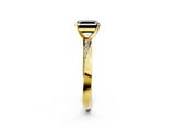 Yellow gold Fancy Black Asscher Cut Diamond Engagement Ring with Side Stone Accents and Four-Prong Setting_122