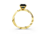 Yellow gold Fancy Black Asscher Cut Diamond Engagement Ring with Side Stone Accents and Four-Prong Setting_123