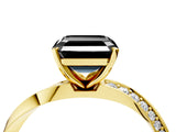 Yellow gold Fancy Black Asscher Cut Diamond Engagement Ring with Side Stone Accents and Four-Prong Setting_124