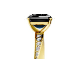 Yellow gold Fancy Black Asscher Cut Diamond Engagement Ring with Side Stone Accents and Four-Prong Setting_125