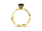 Yellow gold Fancy Black Asscher Cut Diamond Engagement Ring with Side Stone Accents and Four-Prong Setting_21