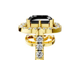 Yellow gold Fancy Black Asscher Cut Diamond Floral Halo Split Shank Prong Setting Ring_17